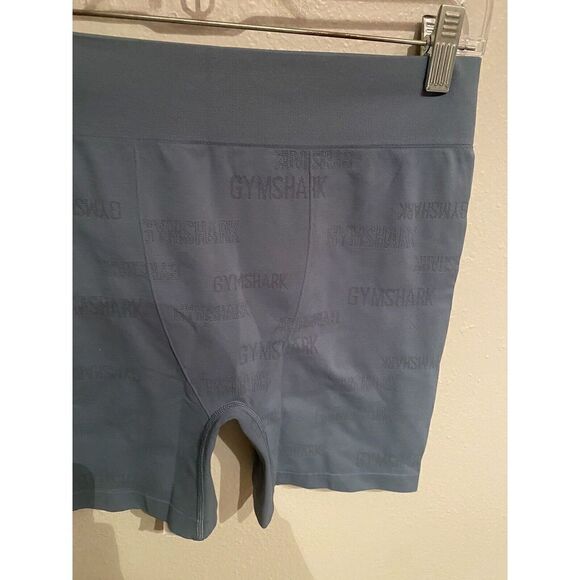 Gymshark Stretch High Rise Bike Shorts Blue Patterned Women's Large 5” Inseam - Picture 3 of 8